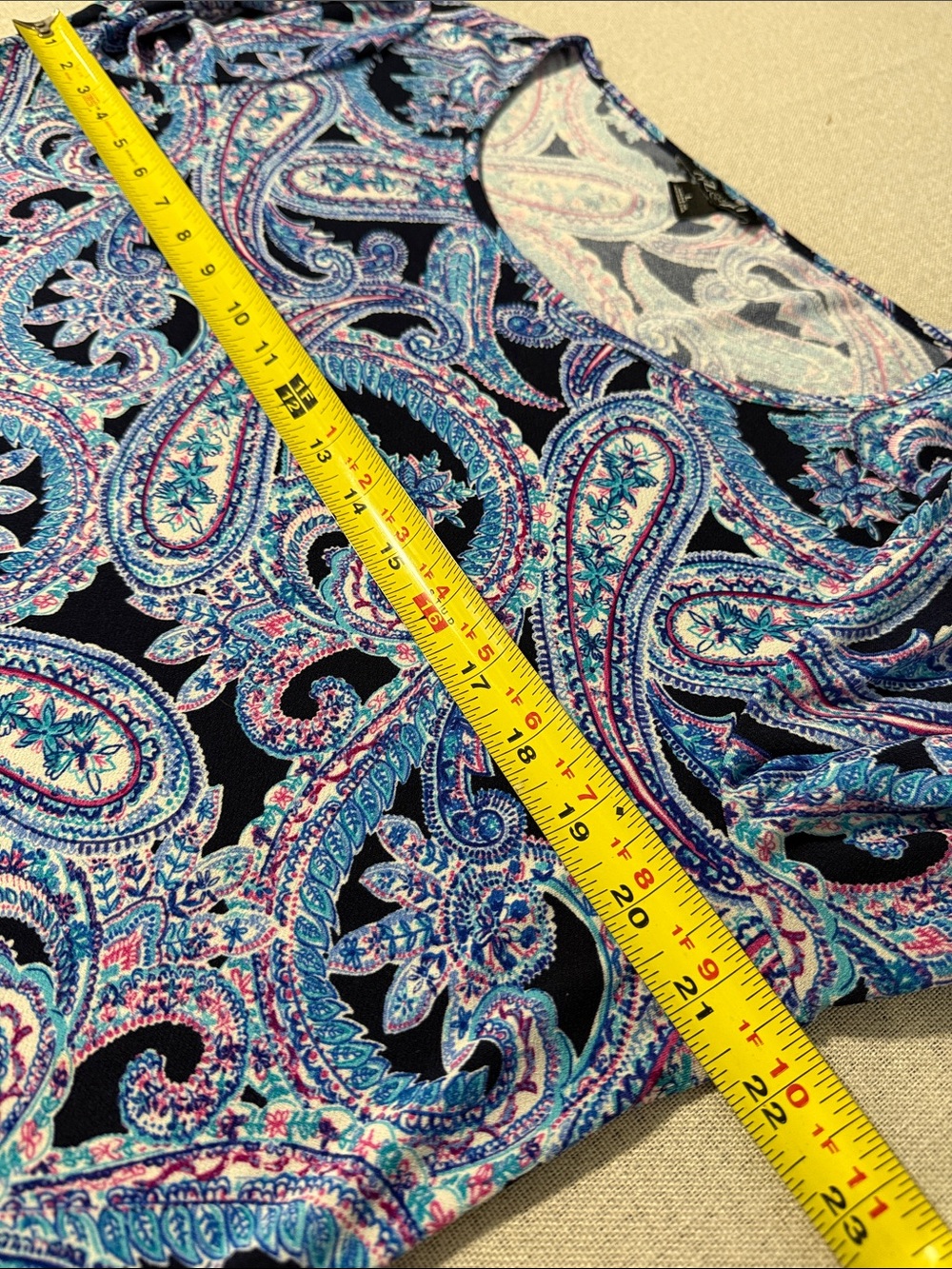 Roz & Ali Navy Paisley Scoop Neck Tunic with Blue & Purple Accents SZL - Picture 8 of 14